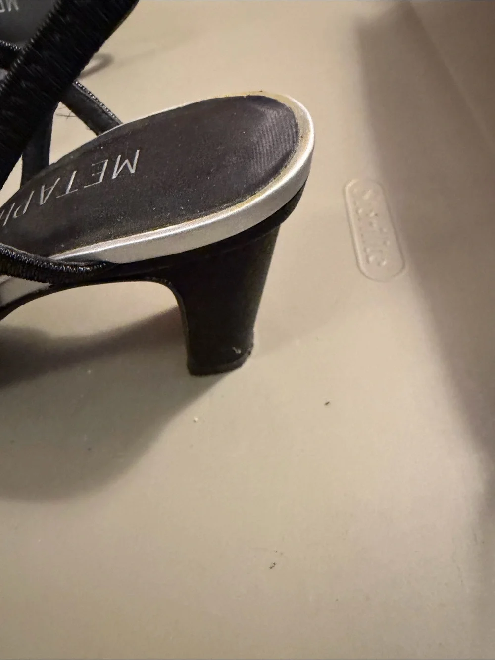 Metaphor Black Slingback Sandals with Sparkling Crystal Toe Strap